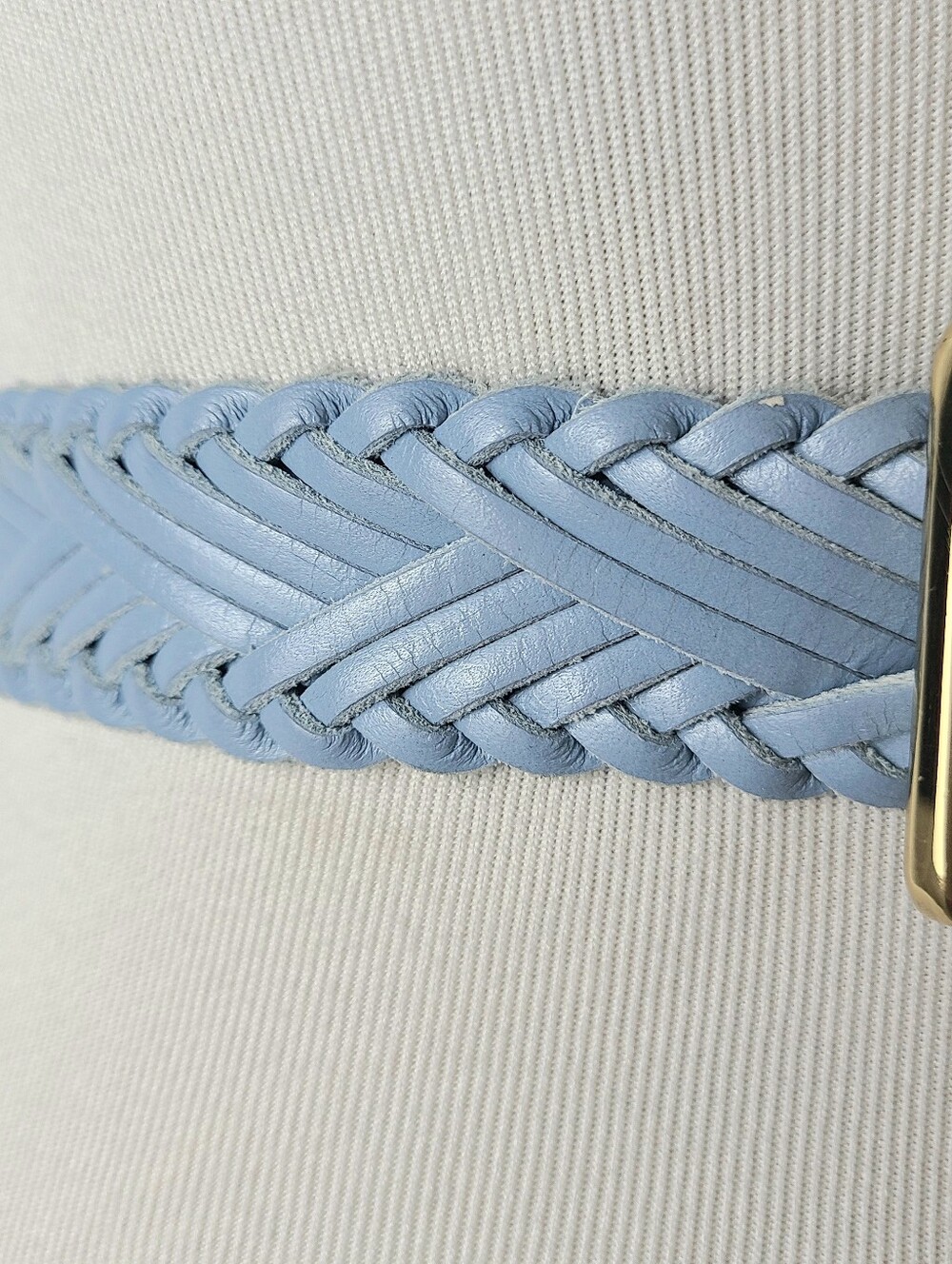 J. Crew Powder Blue Woven Braided Genuine Leather Belt - Picture 3 of 12